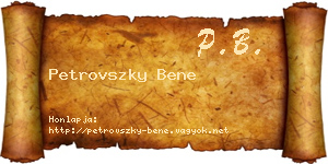 Petrovszky Bene névjegykártya